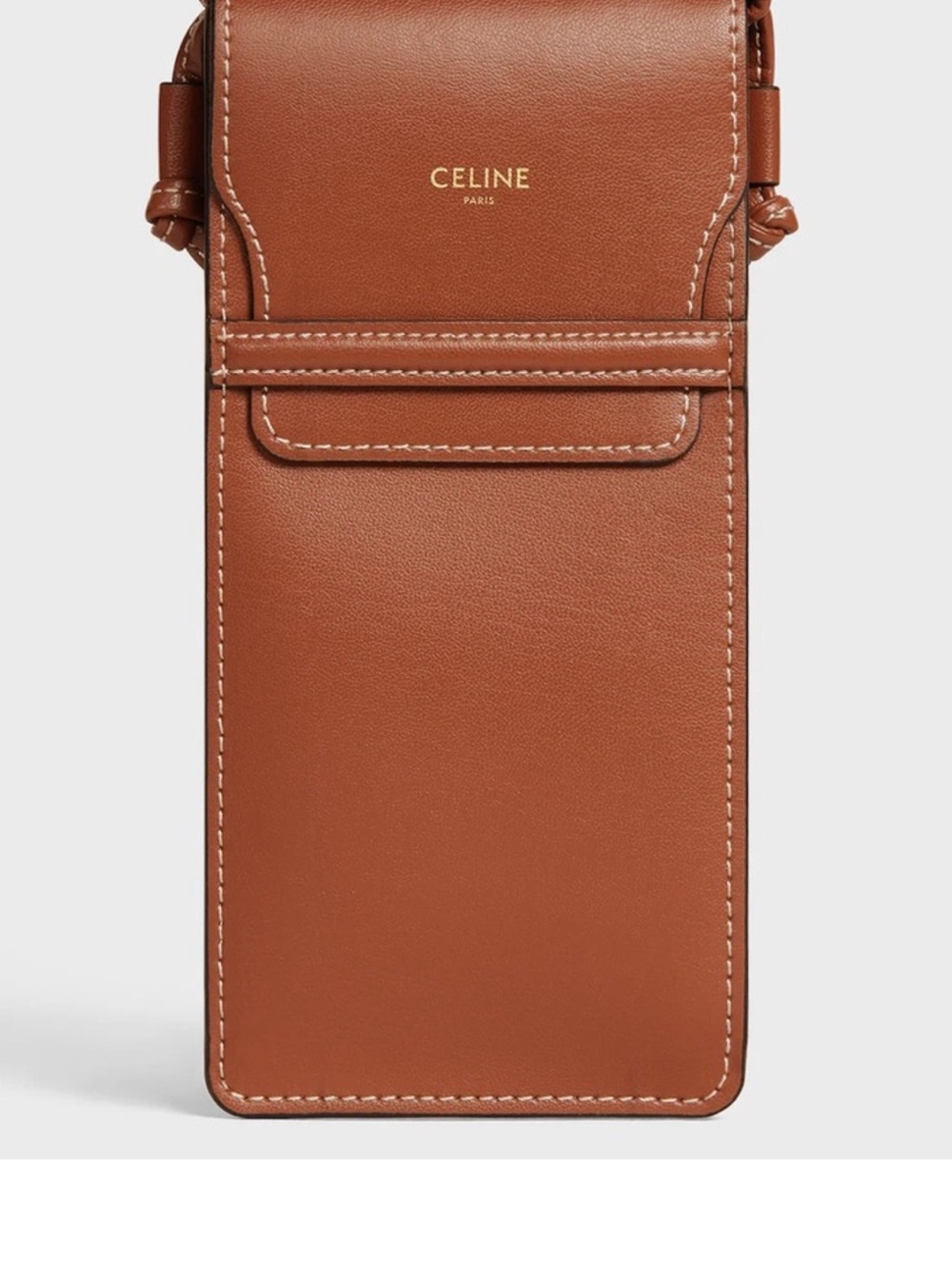 Celine Brown Leather Sunglasses Case/Phone Pouch